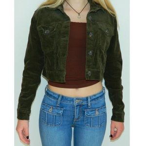XS Love Tree cropped Women’s green corduroy jacket